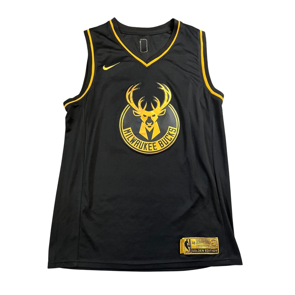 Nike Milwaukee Bucks Giannis Antetokounmpo 34 Golden Edition Jersey Mens 48 L
